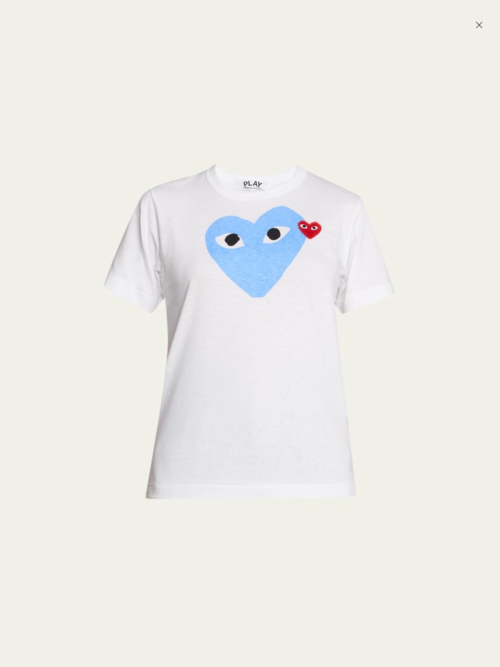 Comme des Garcons PLAY Kids White T-Shirt with Blue & Red Heart Graphic